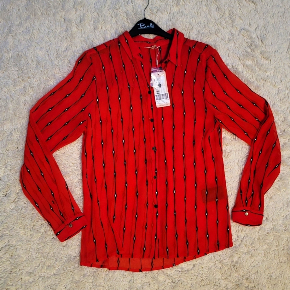 Sheer button-up blouse